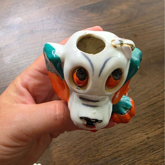 Vintage Ceramic Dog Figurine With Orange & Teal Accents - Picture 4 of 16